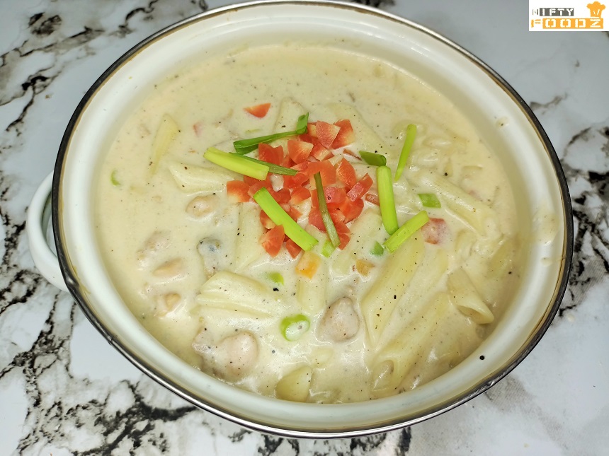 Creamy Chicken Macaroni Soup (Sopas Recipe)