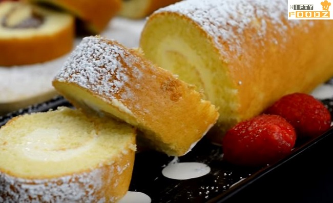 Swiss Roll Cake in Fry Pan