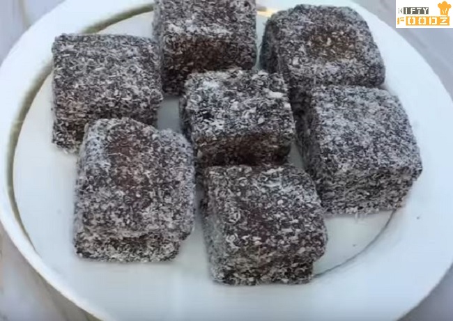 Eggless Chocolate Lamington Cake