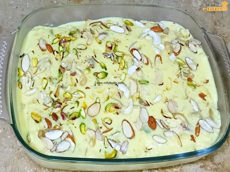 No Bake Bread Rabdi Cake
